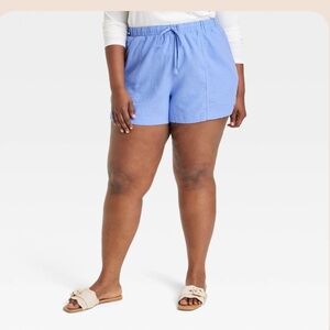 Women’s high rise linen shorts - blue
